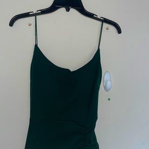 Dark green prom dress with slit, size medium